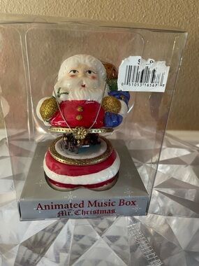 Mr. Christmas Santa Wind Up Rotating Music Trinket Box